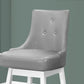 Set of Two 29 " Gray And White Faux Leather And Solid Wood Swivel Bar Height Bar Chairs