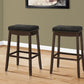 Set of Two 30 " Black And Espresso Faux Leather And Solid Wood Backless Bar Height Bar Chairs