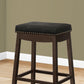 Set of Two 30 " Black And Espresso Faux Leather And Solid Wood Backless Bar Height Bar Chairs