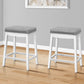 Set of Two 25 " Gray And White Faux Leather And Solid Wood Backless Counter Height Bar Chairs