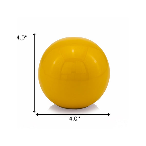 4 Yellow Metal Decorative Orb