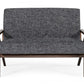 Compact 44" Grey Fabric And Walnut Veneer Loveseat