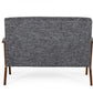 Compact 44" Grey Fabric And Walnut Veneer Loveseat