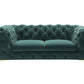 74" Emerald Green And Gold Velvet Loveseat