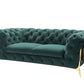 74" Emerald Green And Gold Velvet Loveseat