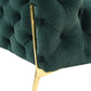 74" Emerald Green And Gold Velvet Loveseat