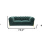 74" Emerald Green And Gold Velvet Loveseat