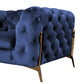 Glam  74" Blue Velvet And Gold Loveseat