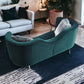 83" Green Velvet Curved Sofa With Silver Legs