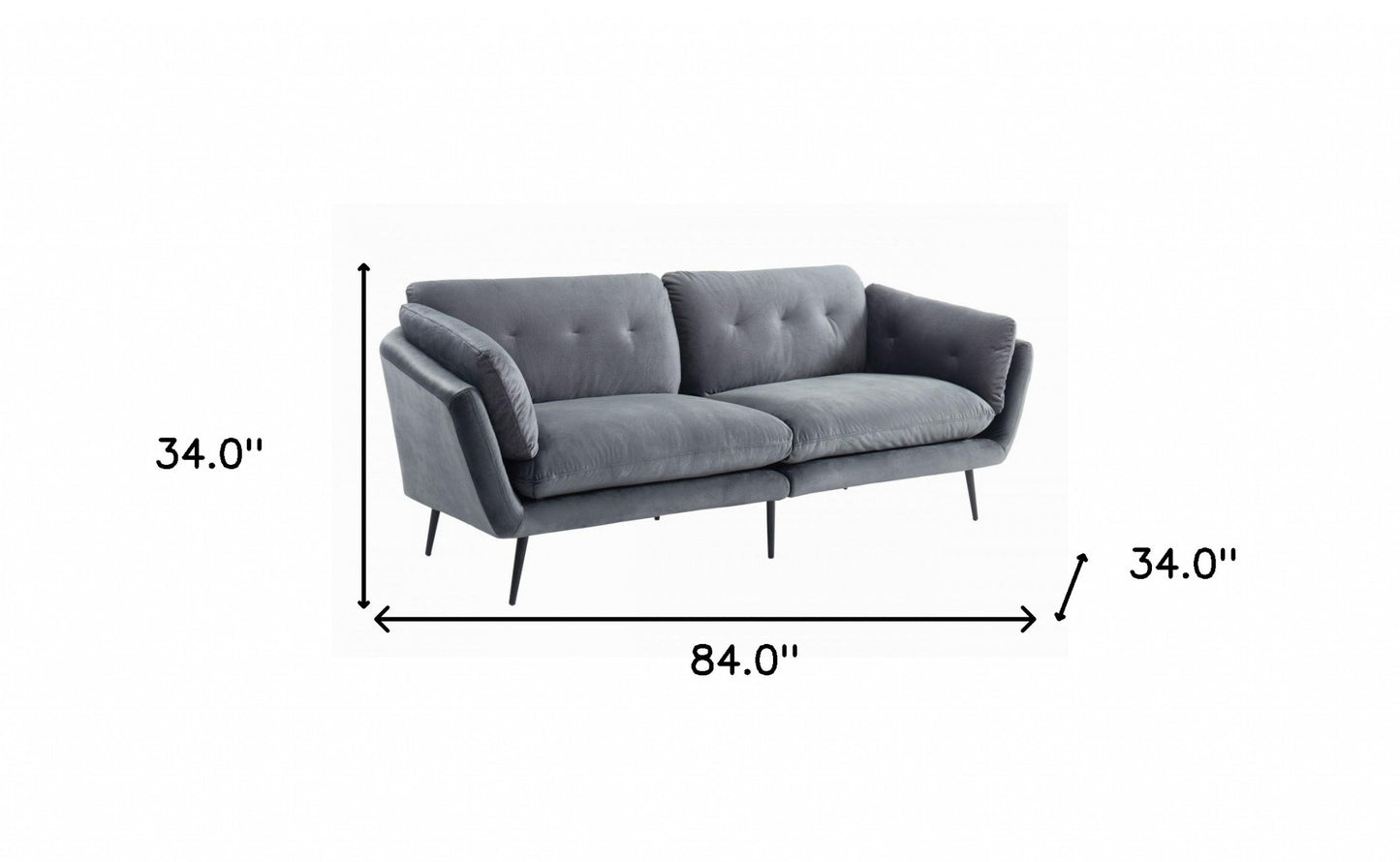 84" Dark Gray Sofa With Black Legs