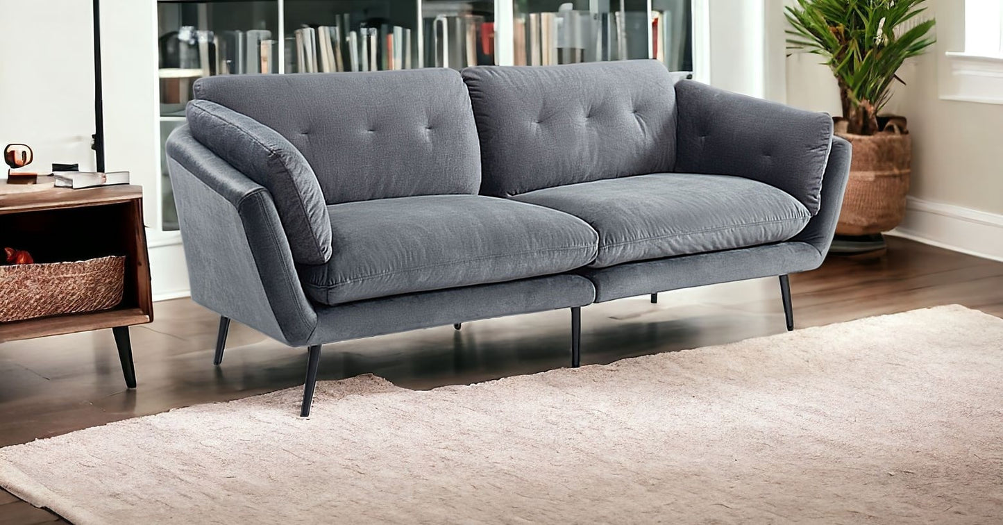 84" Dark Gray Sofa With Black Legs