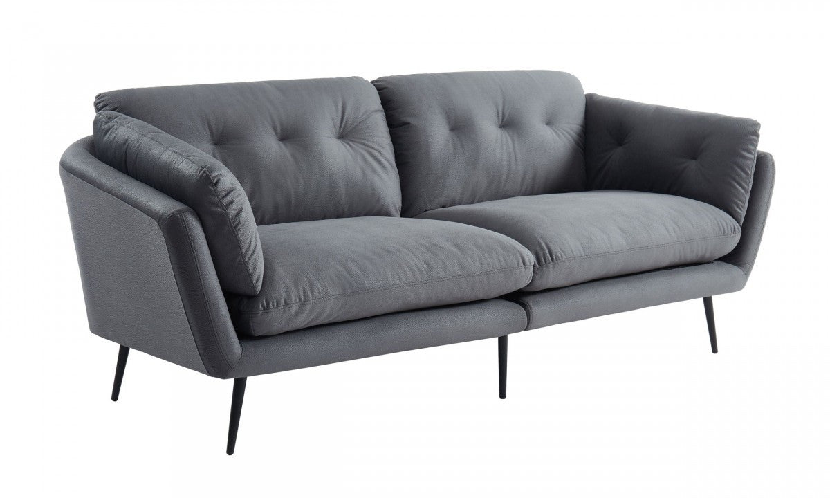 84" Gray Sofa With Black Legs