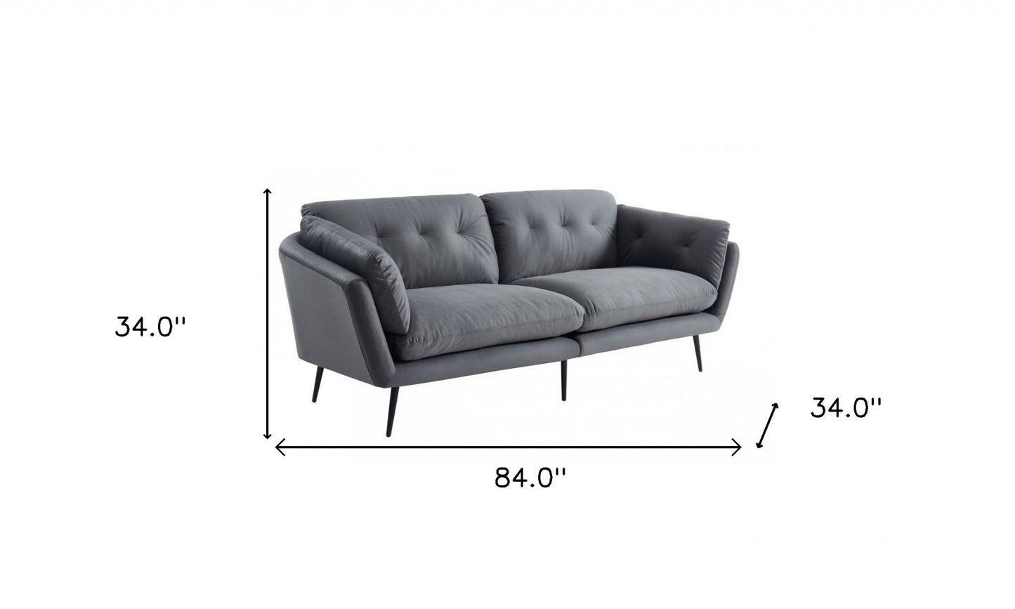 84" Gray Sofa With Black Legs