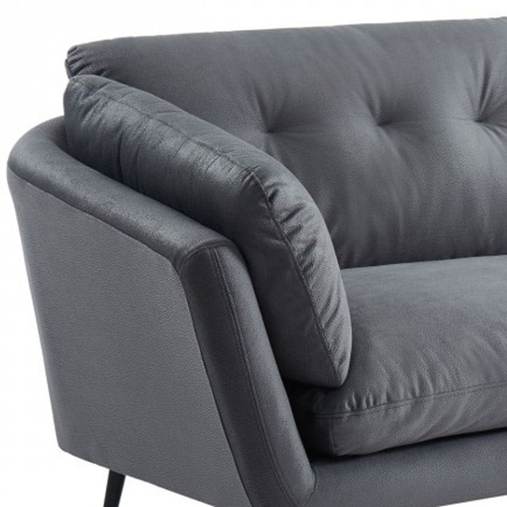 84" Gray Sofa With Black Legs