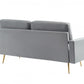 72" Gray Velvet Sofa With Brass Legs