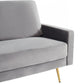 72" Gray Velvet Sofa With Brass Legs