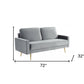 72" Gray Velvet Sofa With Brass Legs