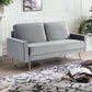 72" Gray Velvet Sofa With Brass Legs