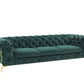 97" Green Velvet Sofa With Gold Legs