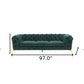 97" Green Velvet Sofa With Gold Legs