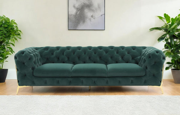 97 Green Velvet Sofa With Gold Legs