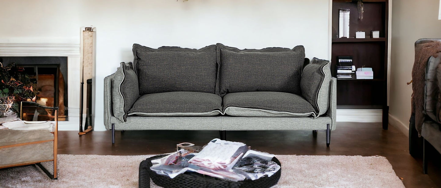 87" Dark Gray Polyester Blend Sofa With Silver Legs