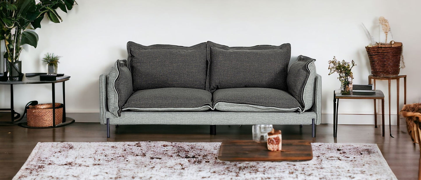 87" Dark Gray Polyester Blend Sofa With Silver Legs