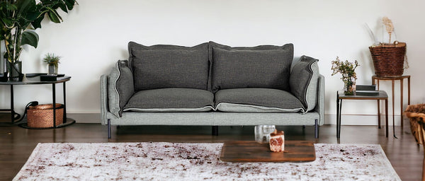 87 Dark Gray Polyester Blend Sofa With Silver Legs