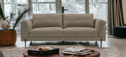 84" Beige Sofa With Black Legs