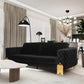 95" Black Velvet Sofa With Gold Legs