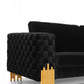 95" Black Velvet Sofa With Gold Legs