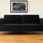 95" Black Velvet Sofa With Gold Legs