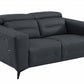 65" Gray And Black Italian Leather Power Reclining Loveseat