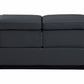 65" Gray And Black Italian Leather Power Reclining Loveseat