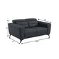 65" Gray And Black Italian Leather Power Reclining Loveseat
