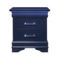 24" Blue Two Drawer Solid Wood Lighted Nightstand