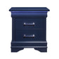 24" Blue Two Drawer Solid Wood Lighted Nightstand