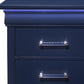 24" Blue Two Drawer Solid Wood Lighted Nightstand