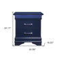 24" Blue Two Drawer Solid Wood Lighted Nightstand