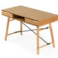 48" Oak Modern Rectangular Writing Desk With Two Drawers
