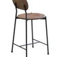 25" Brown And Black Iron Low Back Bar Height Bar Chair