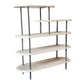 58" White and Gray Iron and Solid Wood Five Tier Bookcase