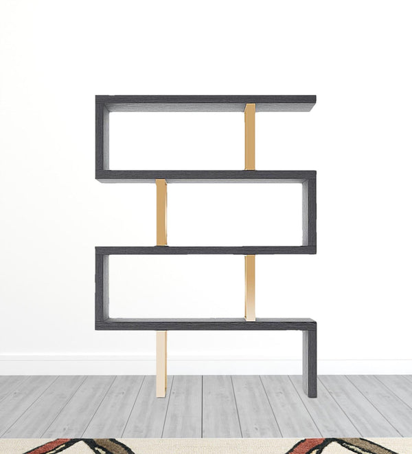 67 Gray and Gold Four Tier Bookcase