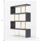 67" Gray and Gold Four Tier Bookcase