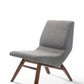 22" Grey And Walnut Solid Color Lounge Chair With Ottoman