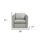 36" Grey Genuine Leather And Silver Swivel Accent Chair