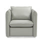 36" Grey Genuine Leather And Silver Swivel Accent Chair