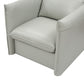 36" Grey Genuine Leather And Silver Swivel Accent Chair