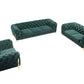 Three Piece Green Velvet Six Person Seating Set