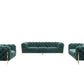 Three Piece Green Velvet Six Person Seating Set